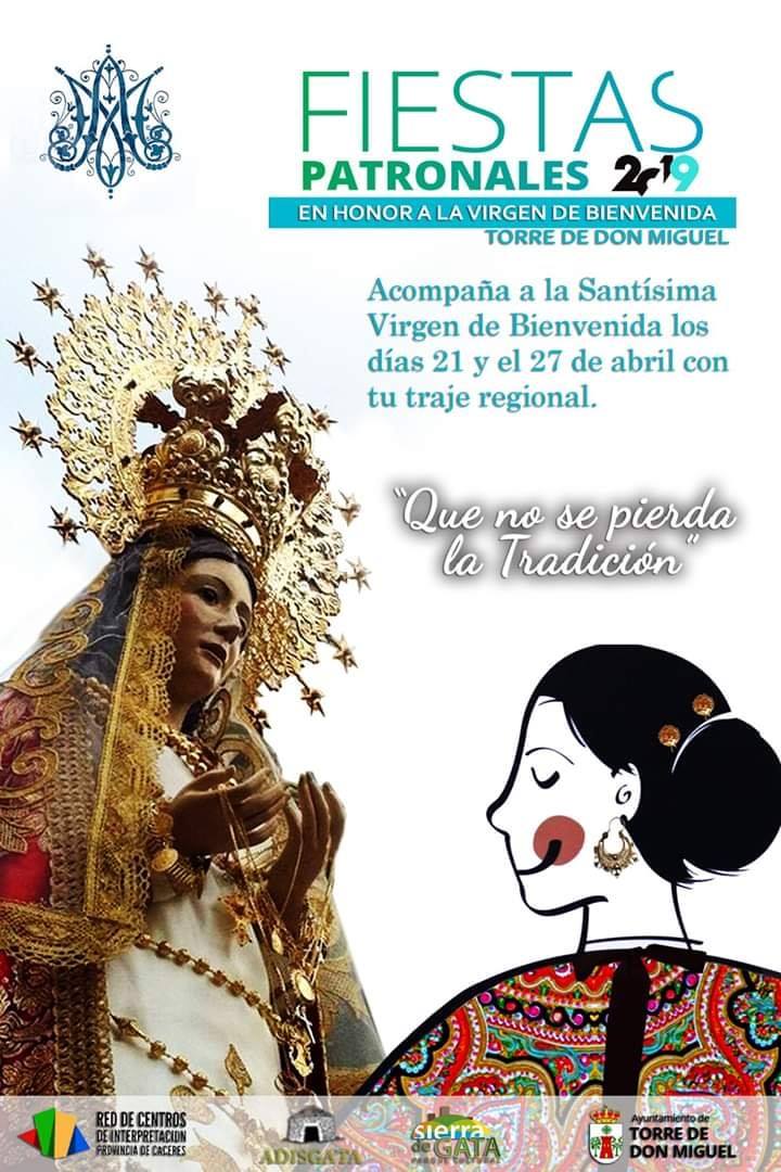 Fiesta patronales en honor a la Virgen de la Bienvenida 2019 Torre de Don Miguel